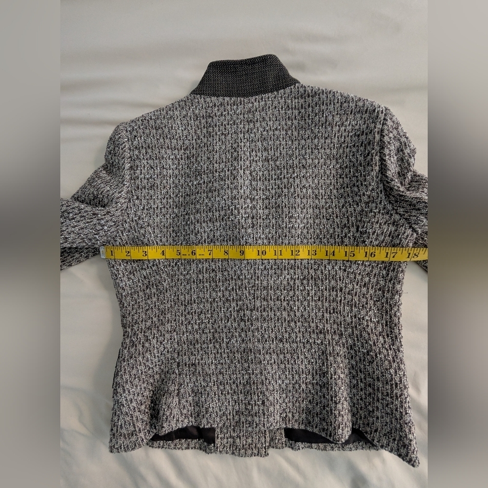 Linda Allard Ellen Tracy Tweed Jacket Blazer Wool Blend Brown Cream Zip Front Si - Picture 10 of 12